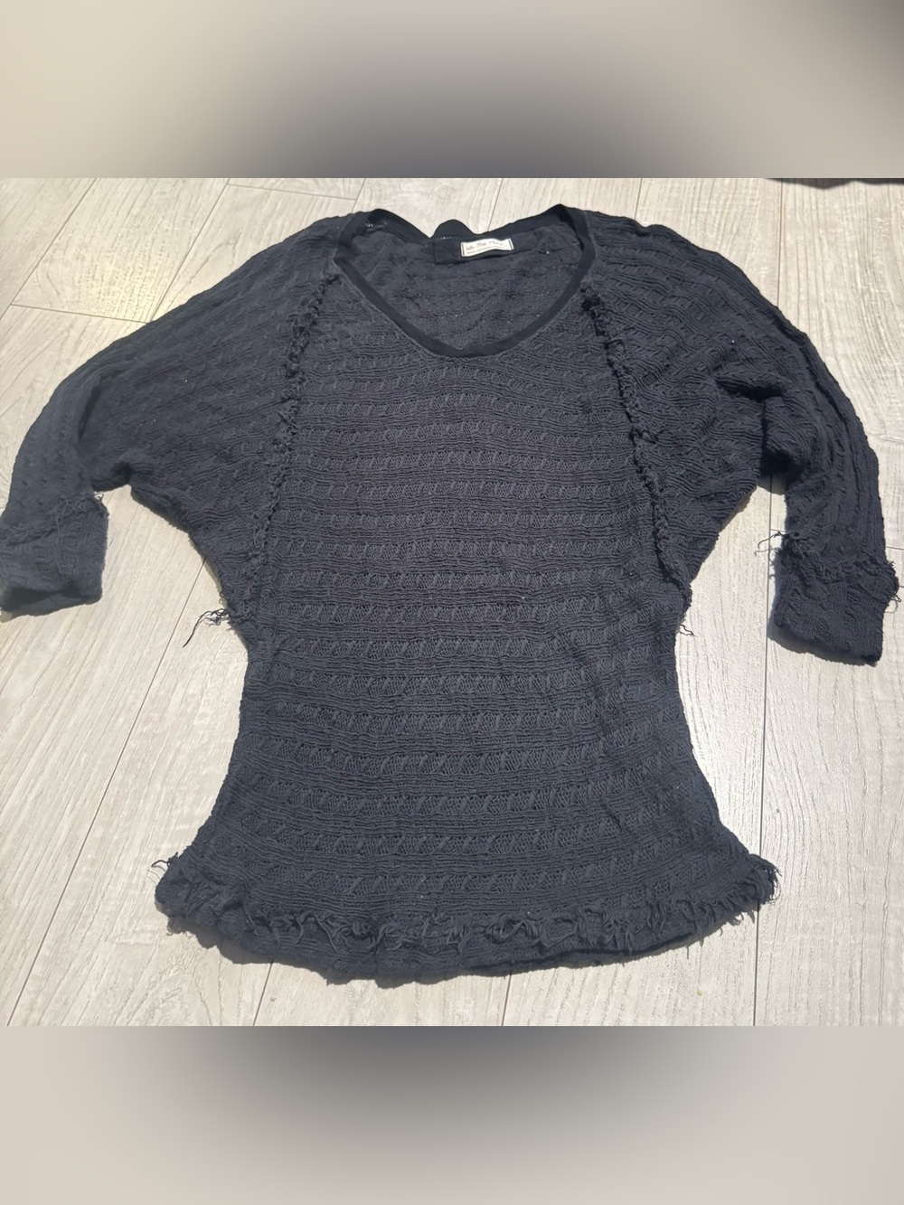 We The Free Black Textured Short-Sleeve Knit Top